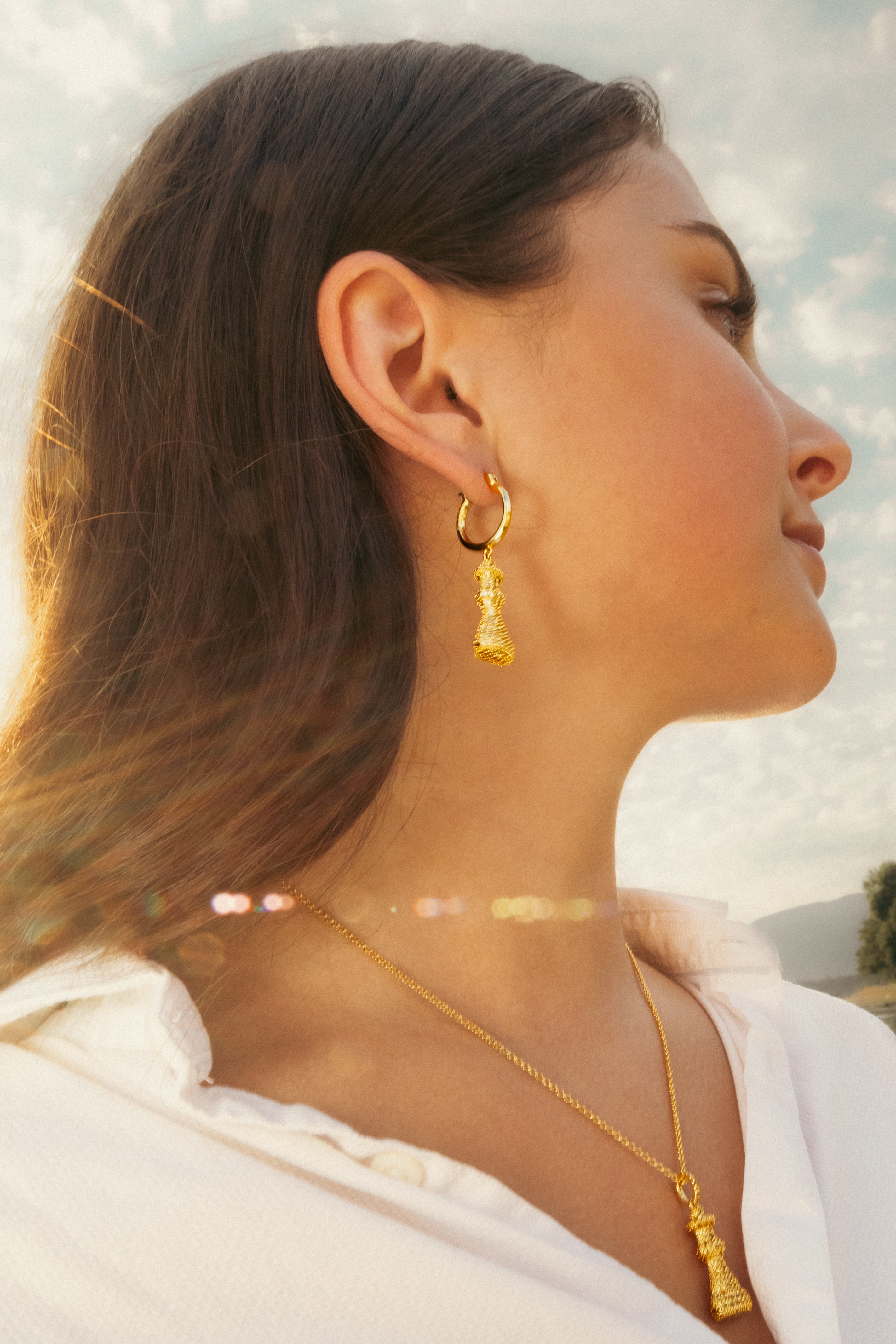 Chess Sol Queen Hoop Earrings