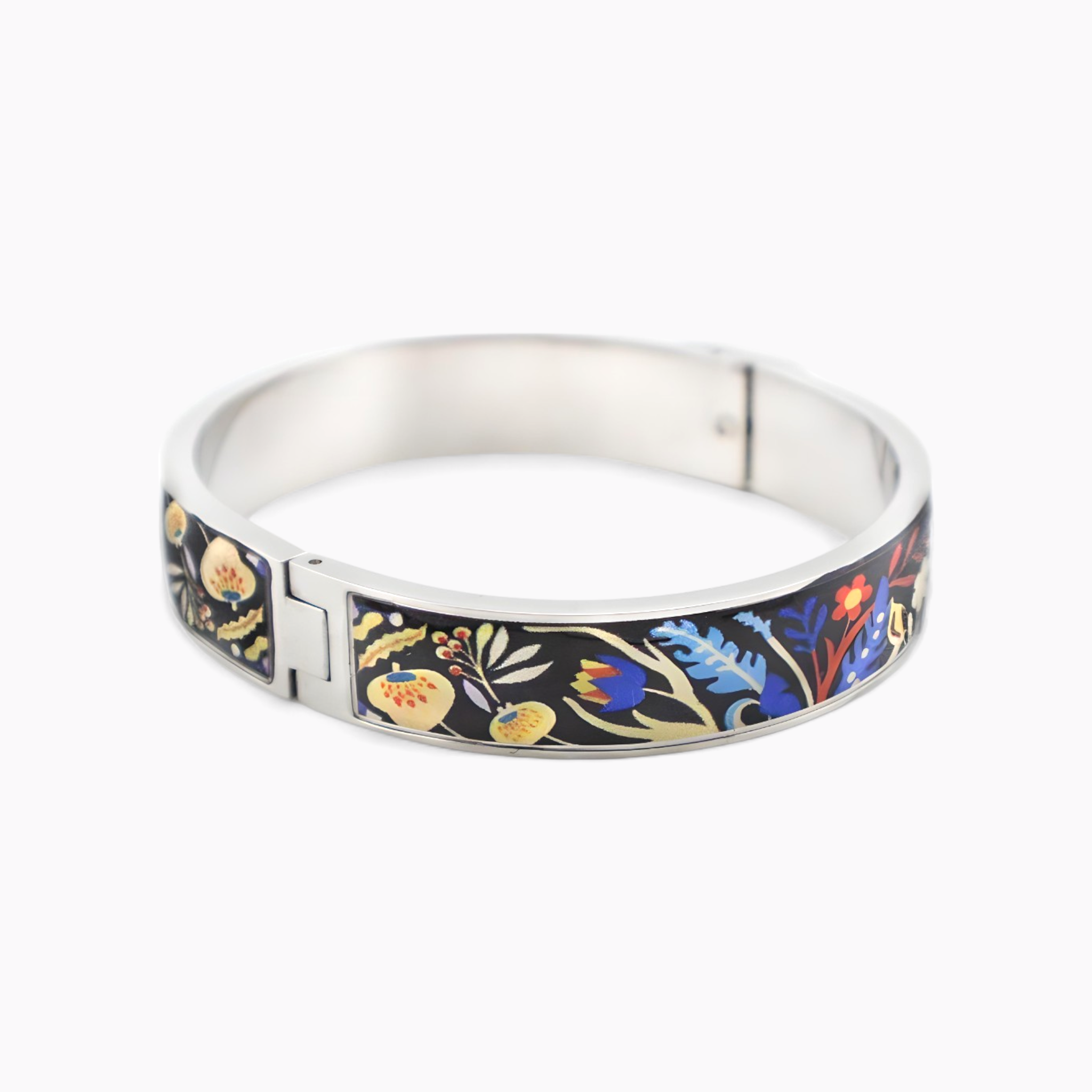 Matisse Floral Pattern Rhodium Bracelet