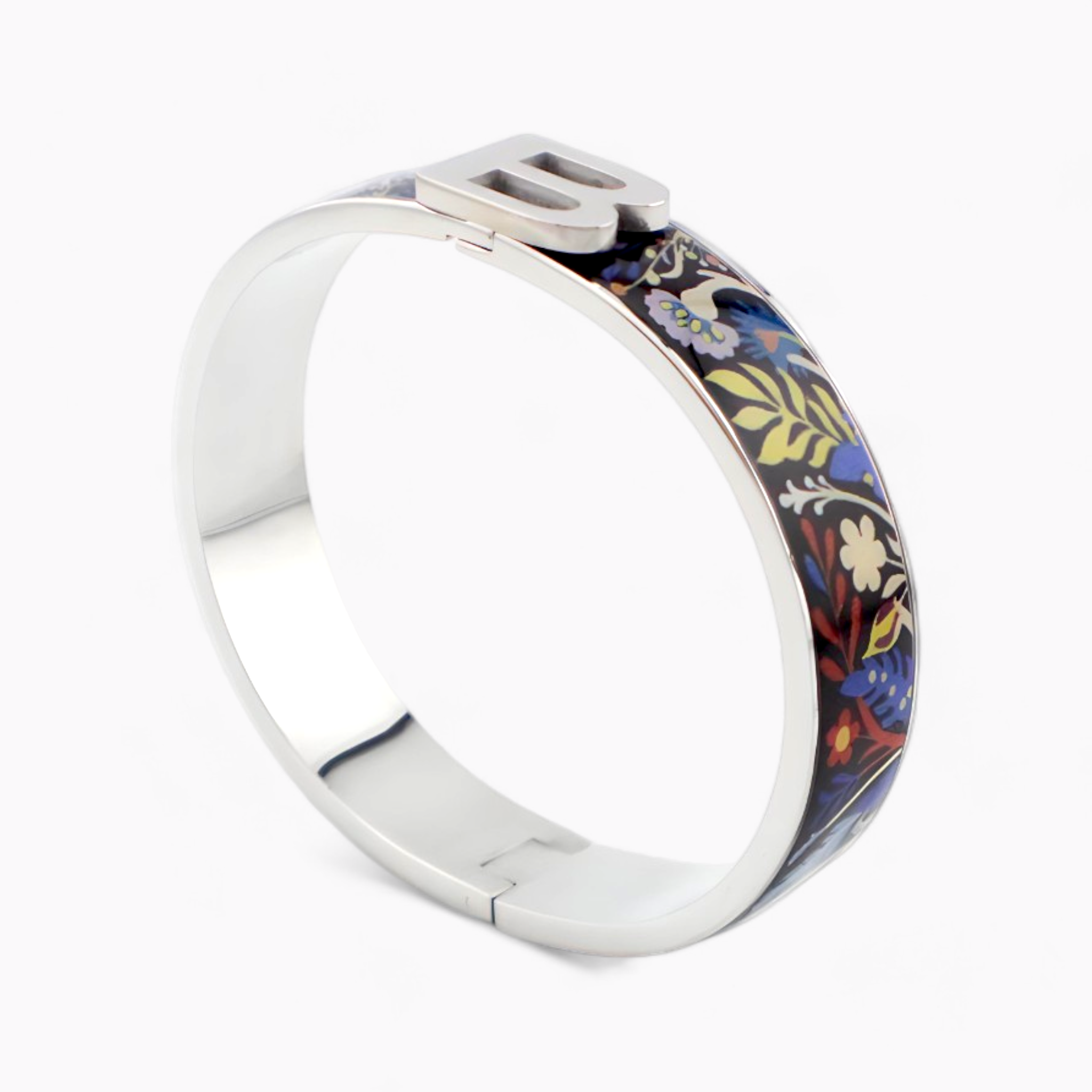 Matisse Floral Pattern Rhodium Bracelet