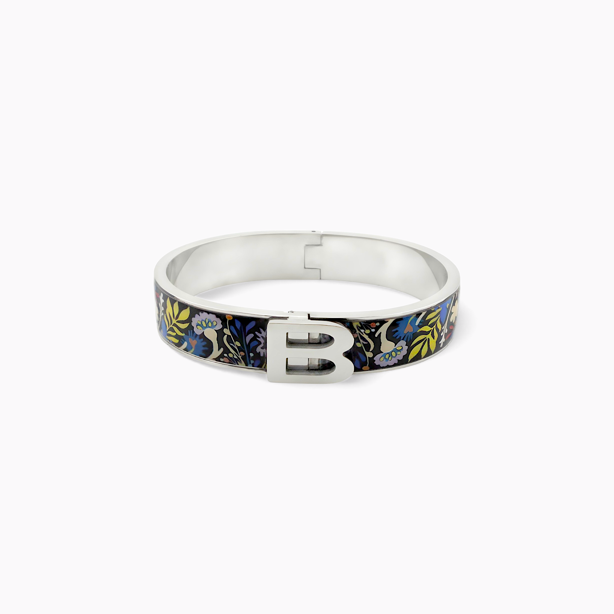 Matisse Floral Pattern Rhodium Bracelet