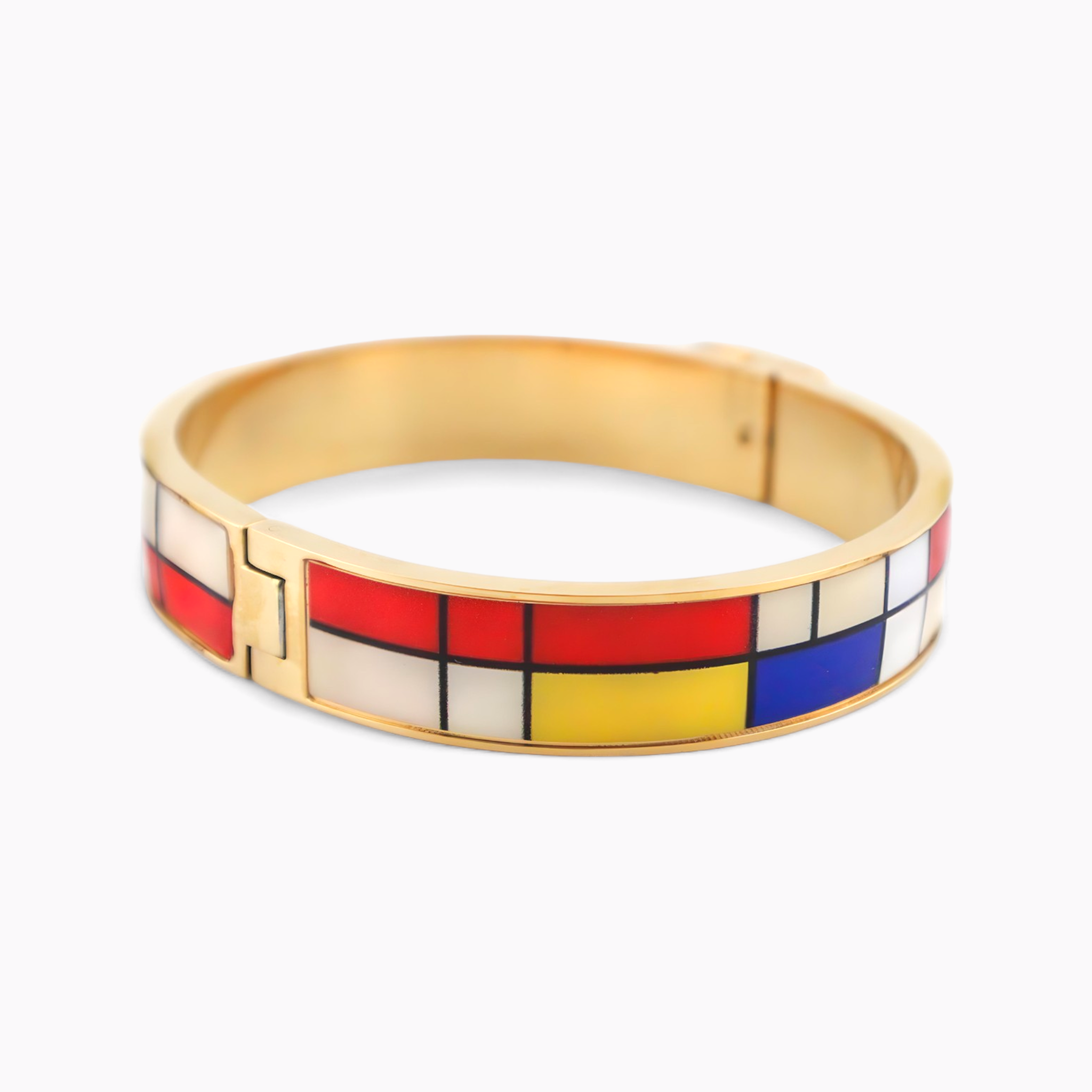 Mondrian Composition with Red, Blue and Yellow Gold Bracelet