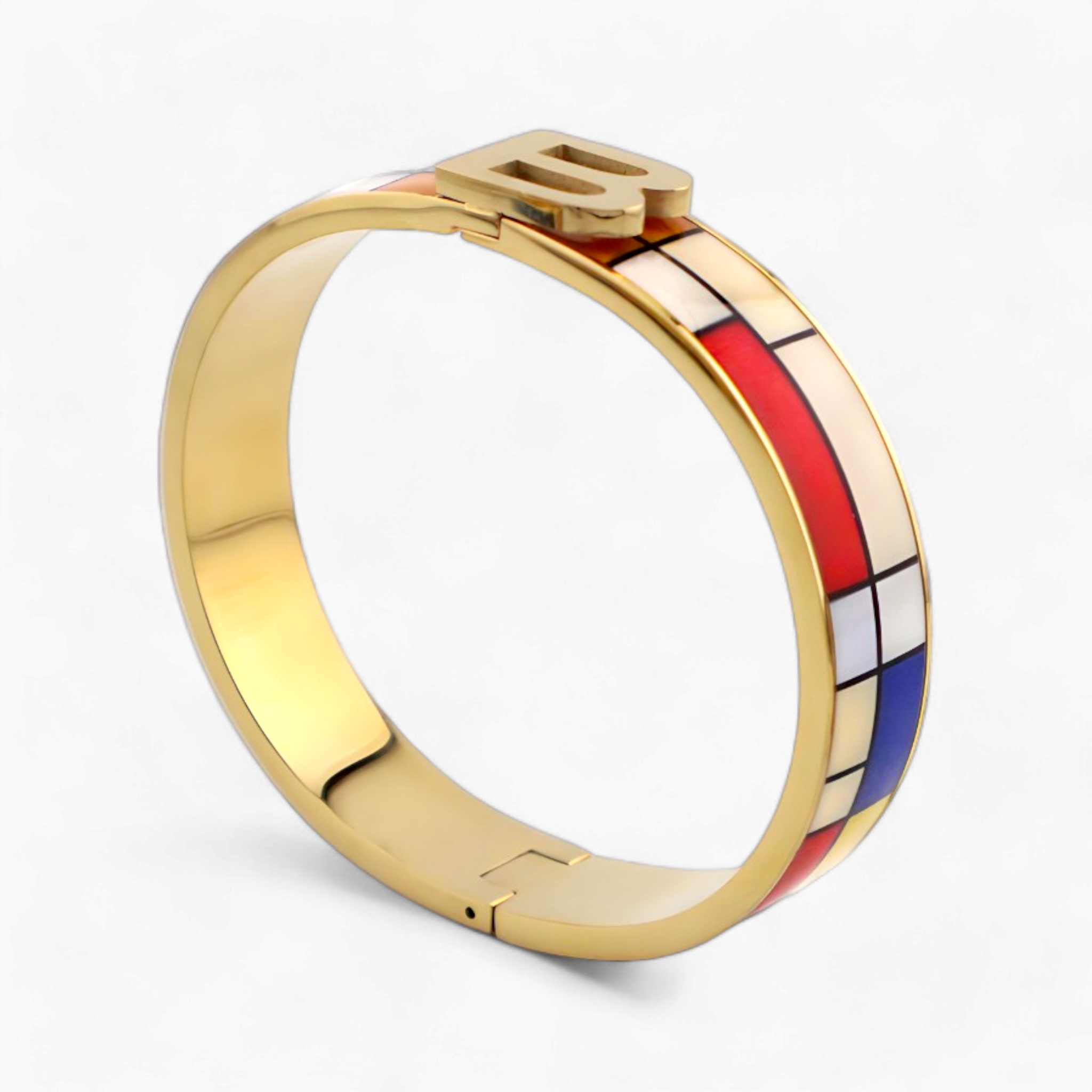 Mondrian Composition with Red, Blue and Yellow Gold Bracelet