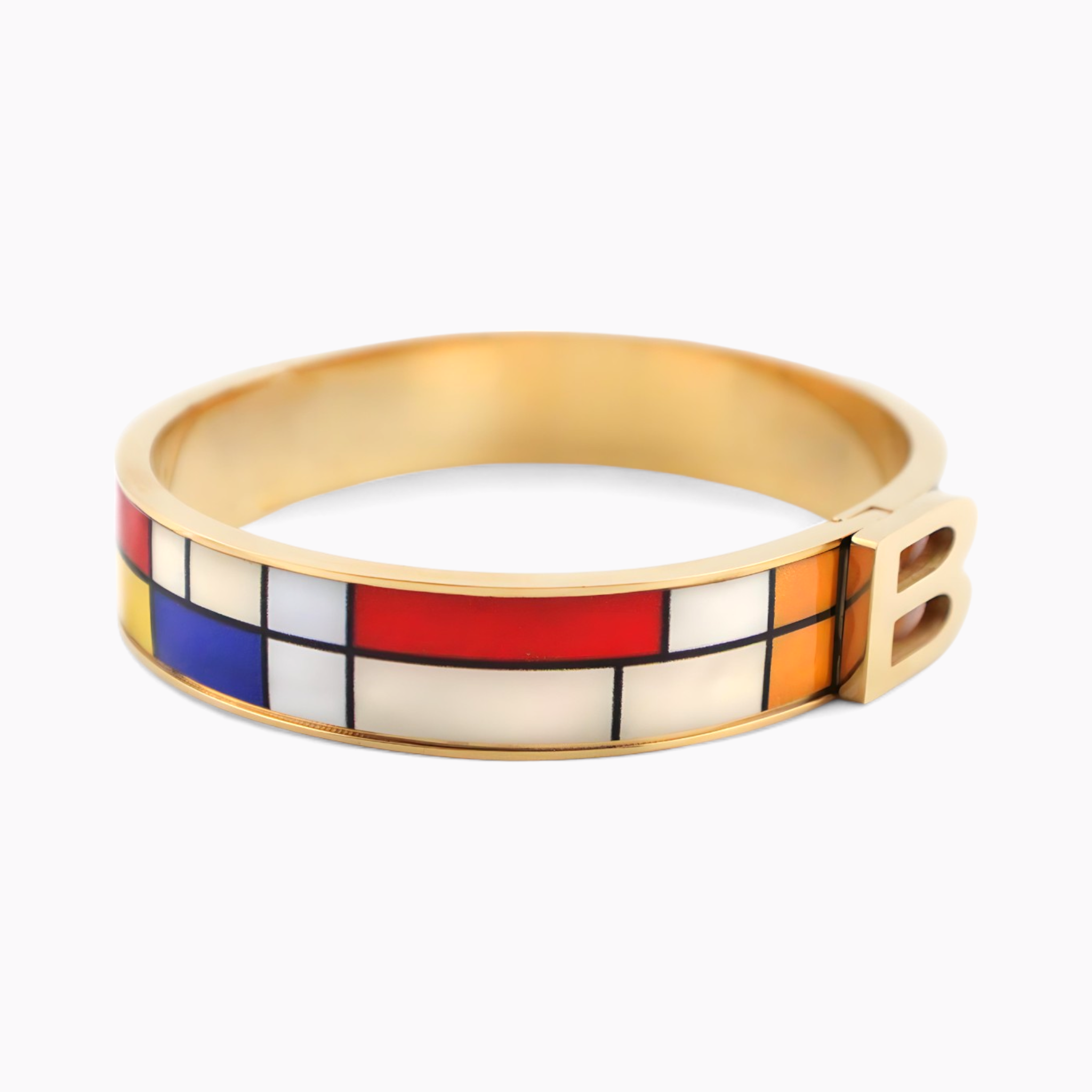 Mondrian Composition with Red, Blue and Yellow Gold Bracelet